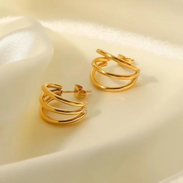 Triple Line C Hoop Earrings