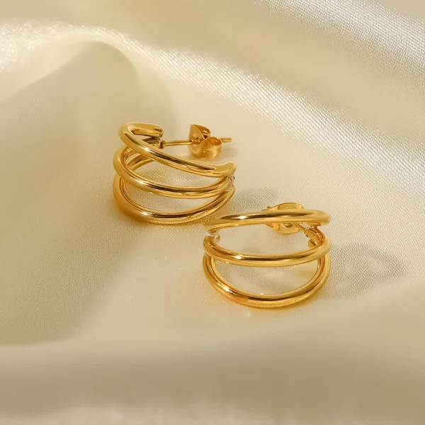 Triple Line C Hoop Earrings