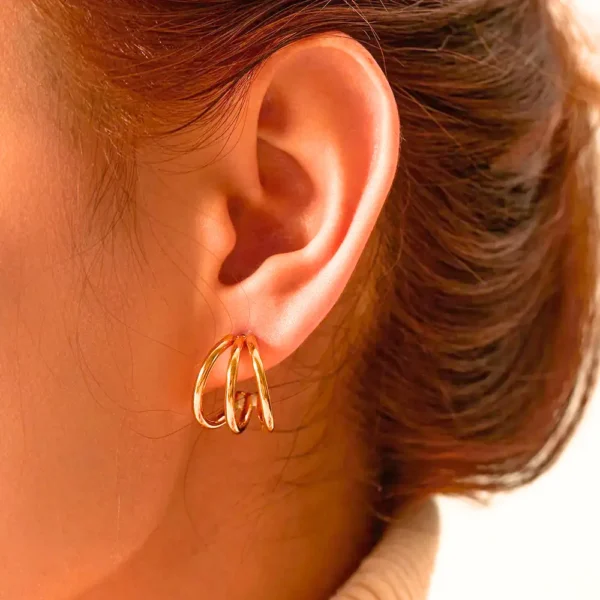 Triple Line C Hoop Earrings
