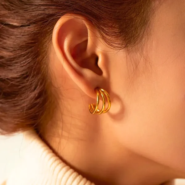 Triple Line C Hoop Earrings