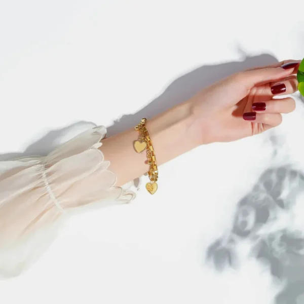 Puffy Heart Layered Charm Bracelet