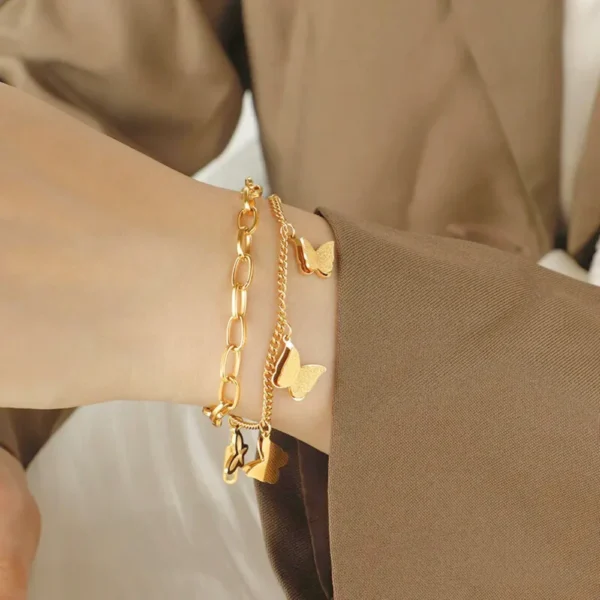 Butterfly Layered Charm Bracelet