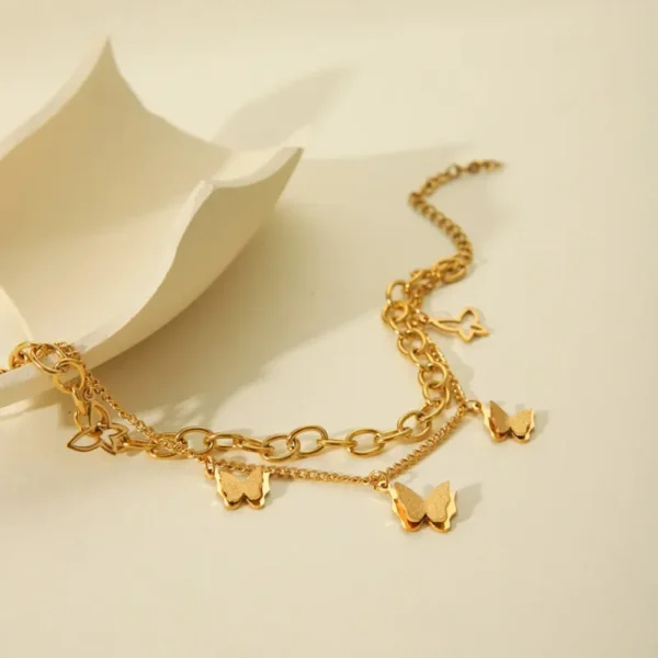Butterfly Layered Charm Bracelet