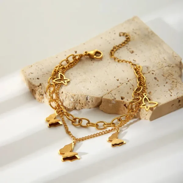 Butterfly Layered Charm Bracelet