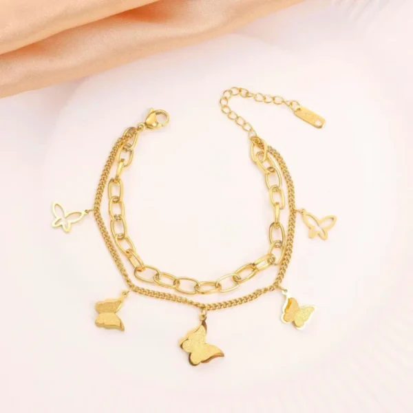 Butterfly Layered Charm Bracelet