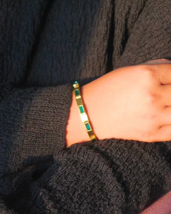 Baguette Green Stone Bangle