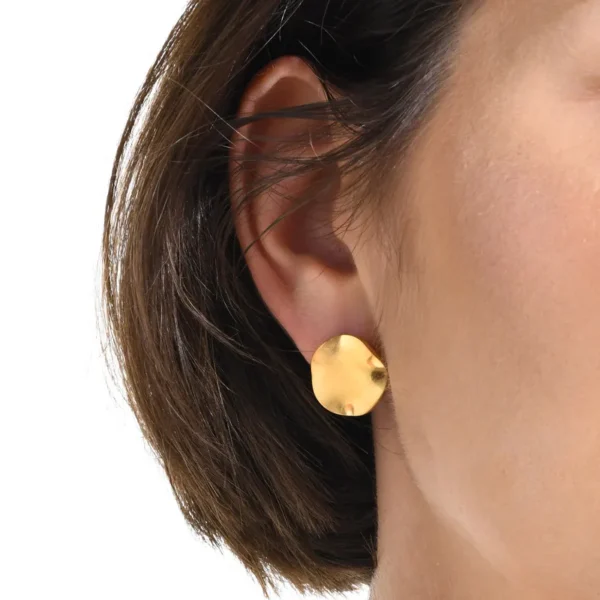 Curved Round Stud Earrings