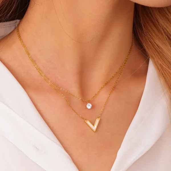 Double Layered V Necklace