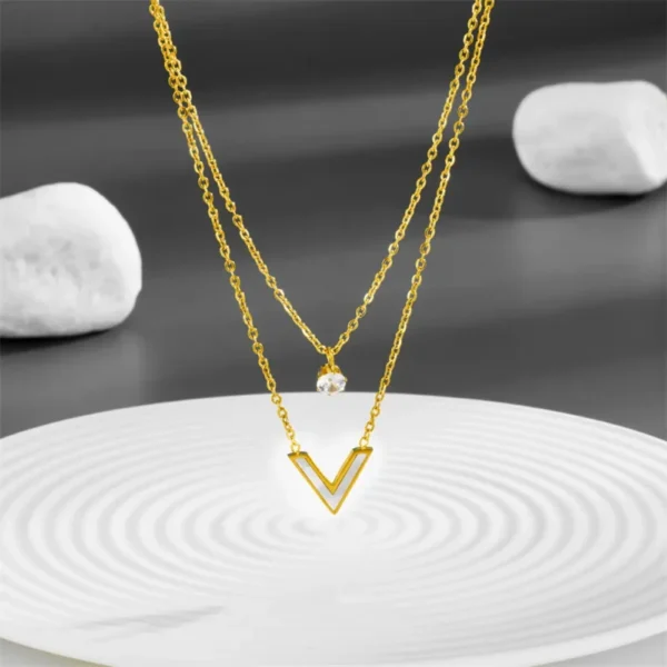 Double Layered V Necklace