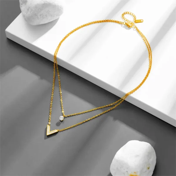 Double Layered V Necklace
