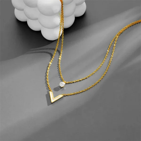 Double Layered V Necklace