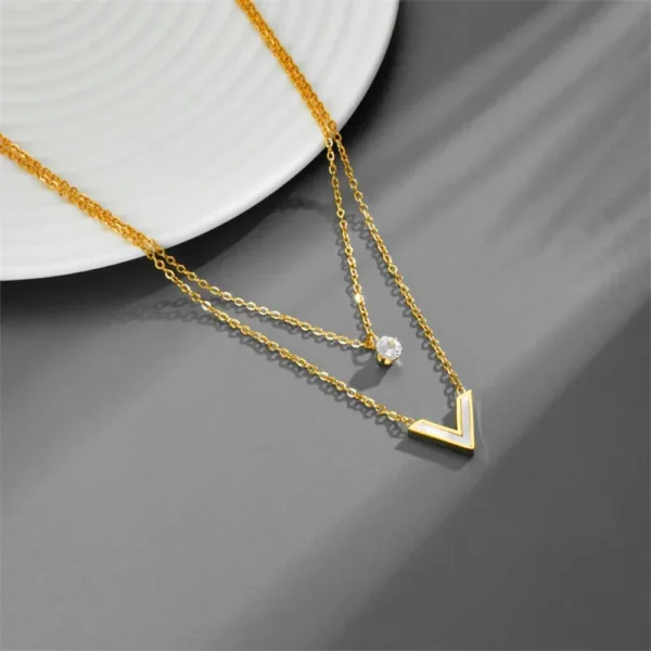 Double Layered V Necklace