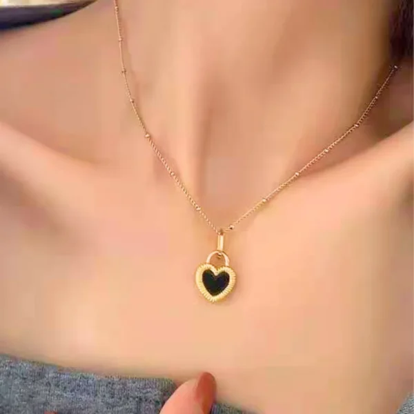 Black & White Heart Pendant Necklace