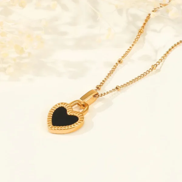Black & White Heart Pendant Necklace