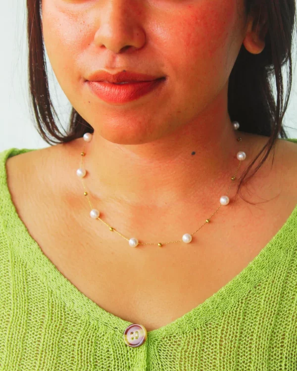 Multi Station Pearl Beaded Necklace