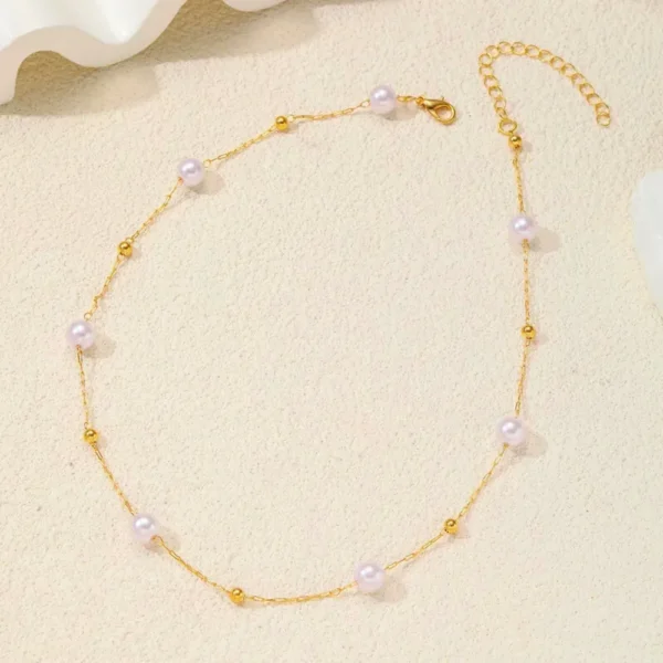 Multi Station Pearl Beaded Necklace