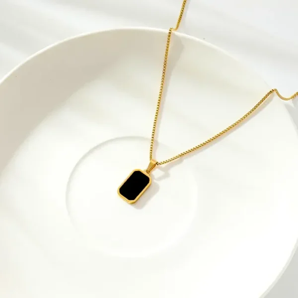 Black Tag Pendant Necklace
