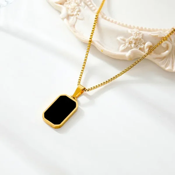 Black Tag Pendant Necklace