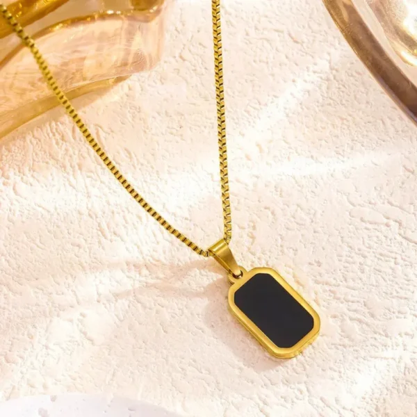Black Tag Pendant Necklace