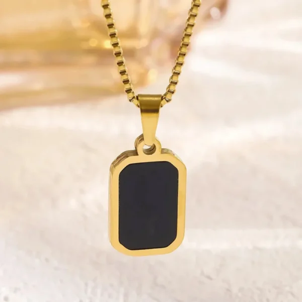 Black Tag Pendant Necklace