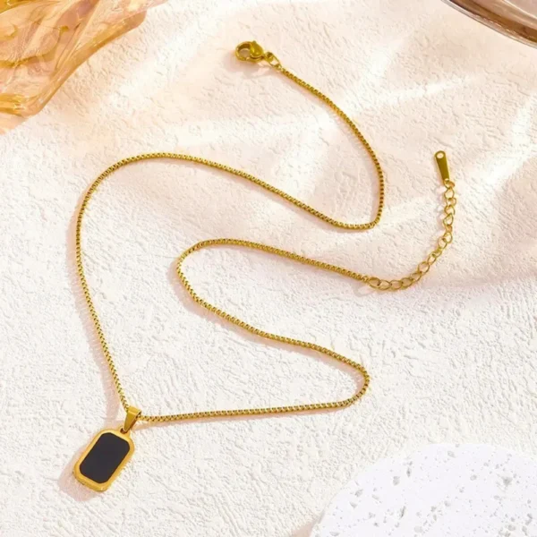 Black Tag Pendant Necklace