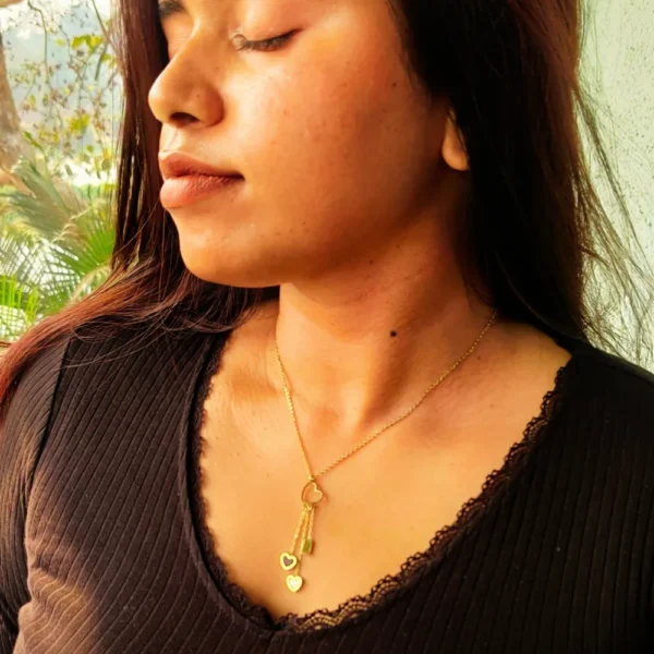 Black N White Hearts Lariat Necklace