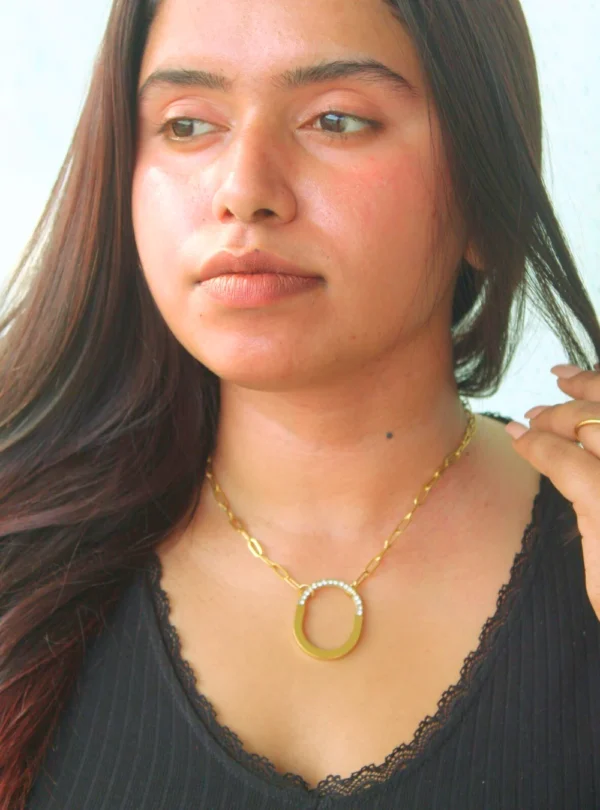 Lock Pendant Paperclip Chain Necklace
