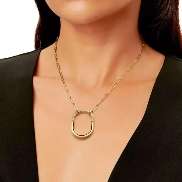 Lock Pendant Paperclip Chain Necklace