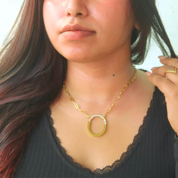 Lock Pendant Paperclip Chain Necklace