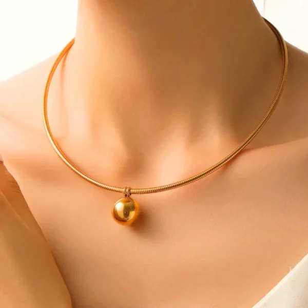 Puffy Ball Pendant Choker Necklace