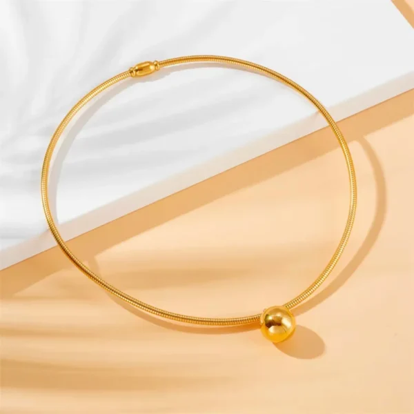 Puffy Ball Pendant Choker Necklace