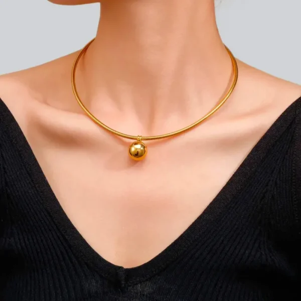 Puffy Ball Pendant Choker Necklace