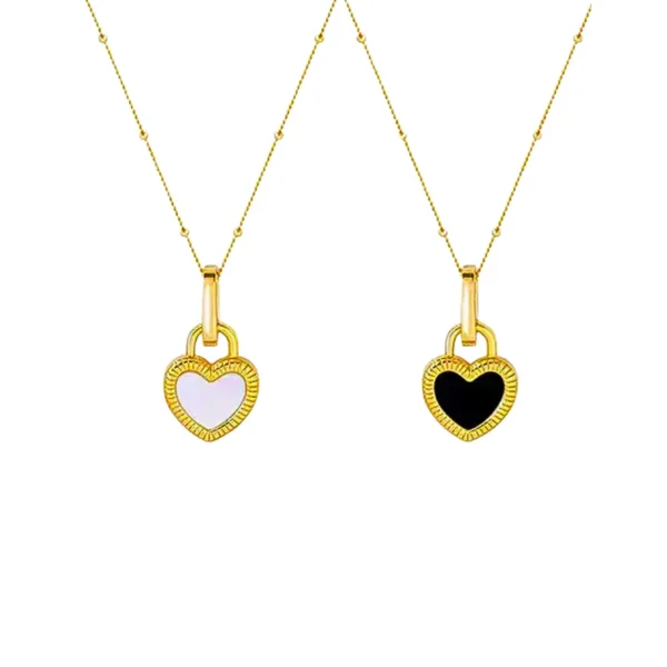 Black & White Heart Pendant Necklace