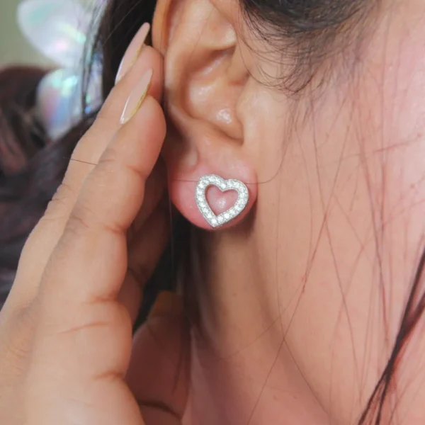 Open Heart Stud Earrings