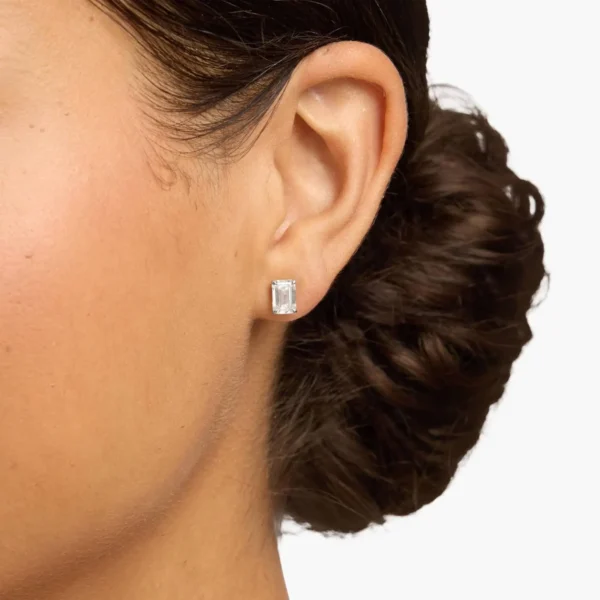 Emerald Cut Solitaire Stud Earrings