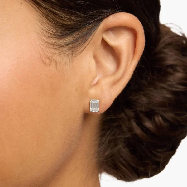 Emerald Cut Solitaire Stud Earrings