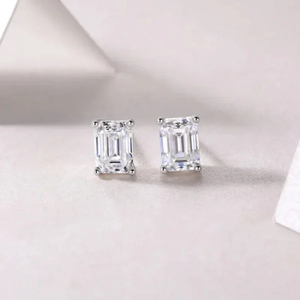 Emerald Cut Solitaire Stud Earrings