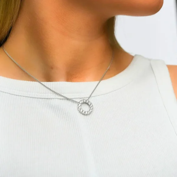 Circle Of Life Silver Floating Pendant Necklace