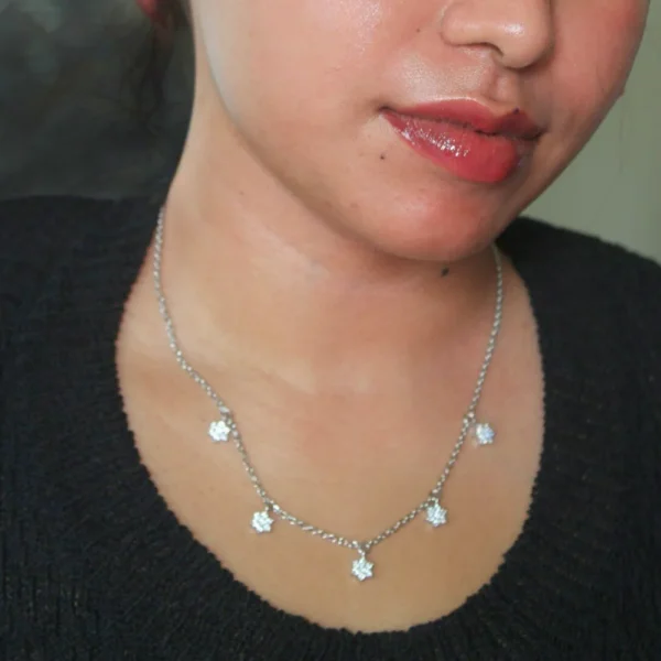 Floral Silver Station Necklace