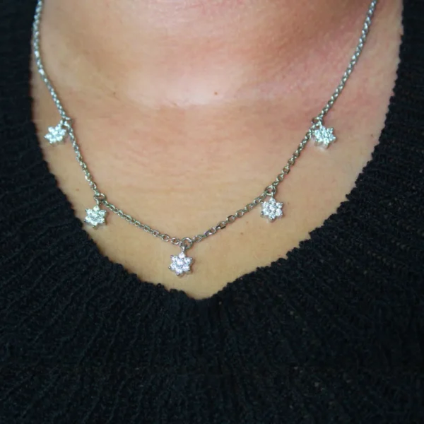 Floral Silver Station Necklace