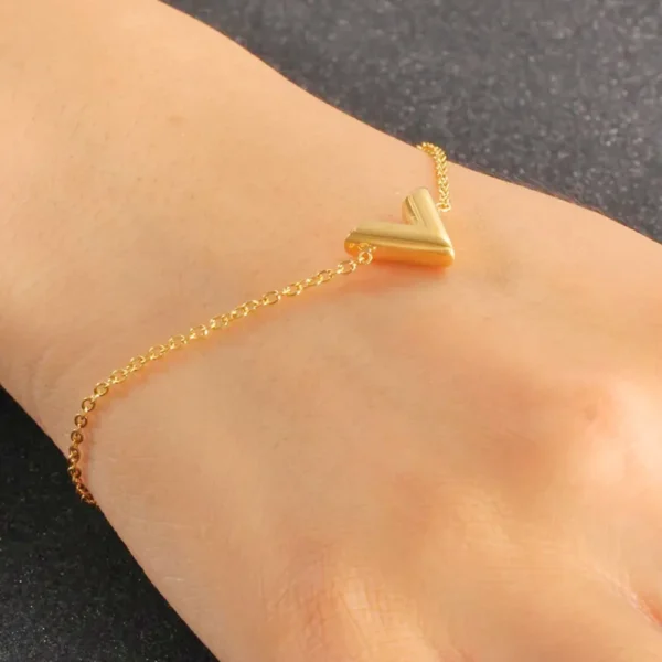 Golden V Initial Bracelet