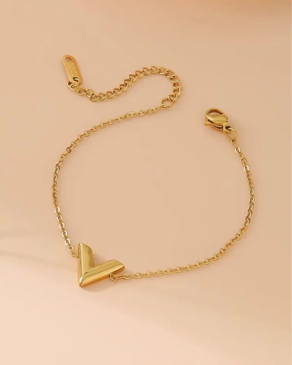 Golden V Initial Bracelet