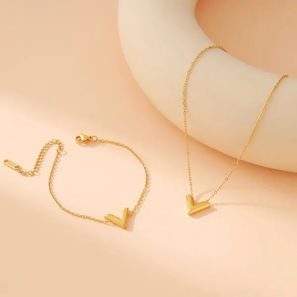 Golden V Initial Bracelet