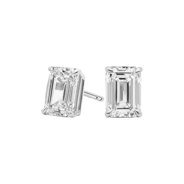 Emerald Cut Solitaire Stud Earrings