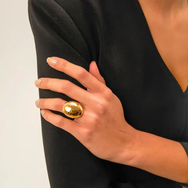 Hammered Look Bold Dome Ring
