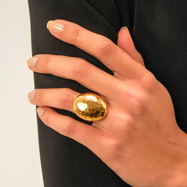 Hammered Look Bold Dome Ring