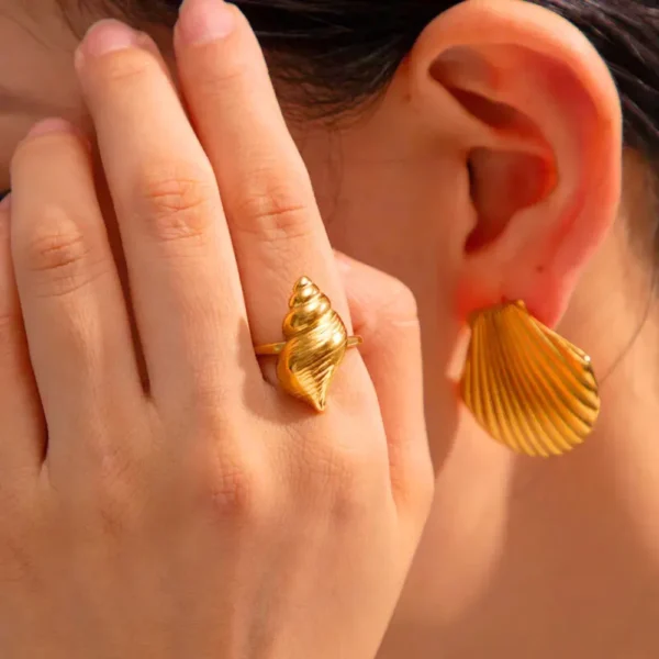 Textured Conch Open Ring
