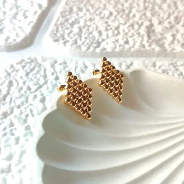 Rhombus Beaded Stud Earrings