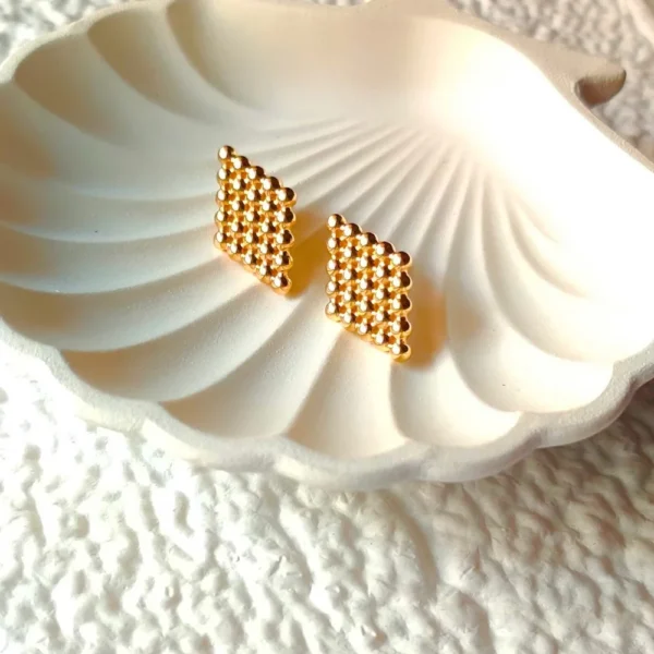 Rhombus Beaded Stud Earrings