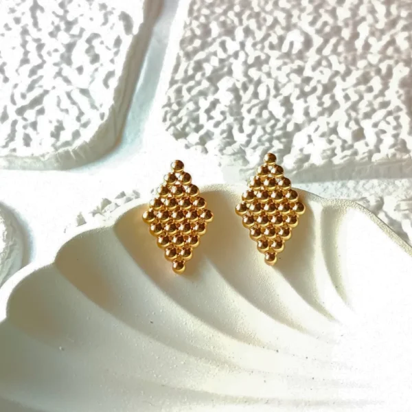 Rhombus Beaded Stud Earrings